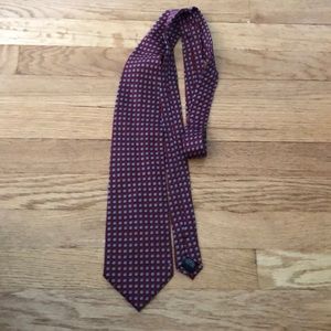 Geoffrey Beene Mens Long Length Neck Tie Red and Blue 100% Silk